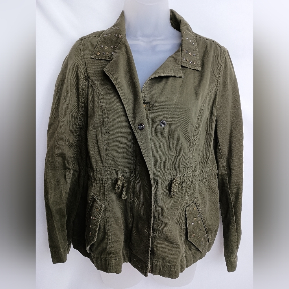 New RELATIVITY Fall Winter Casual Olive Green Women's Chore Utility Jacket